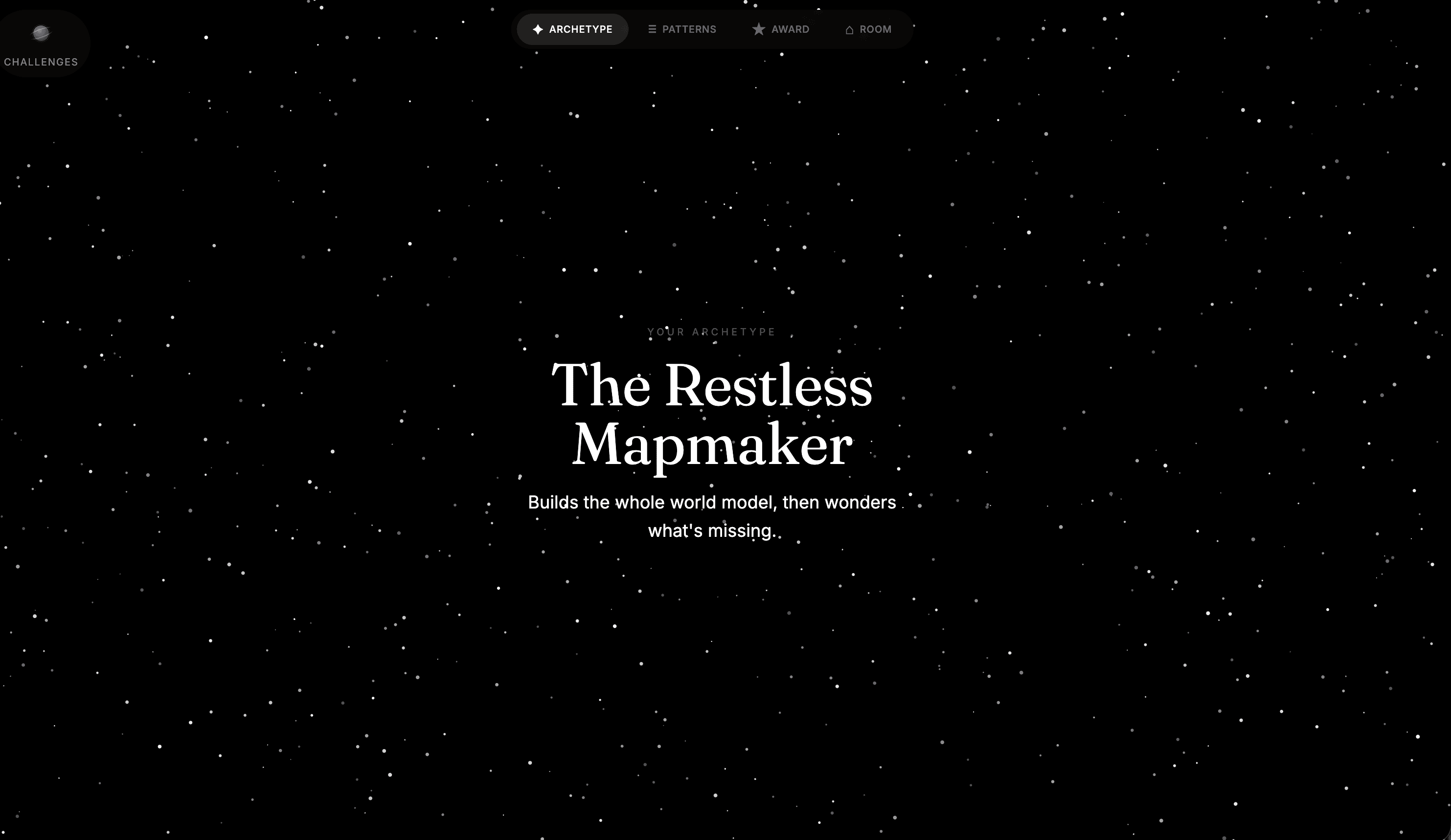 An Innovator Profile — the Scout's archetype, e.g. “The Restless Mapmaker.”